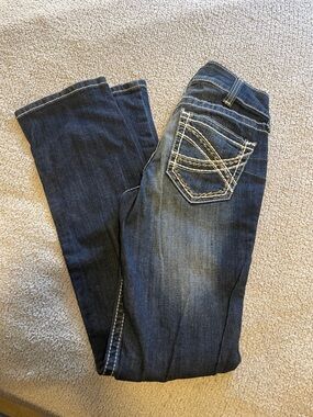 Ariat Dark Blue Flare Jeans with White Contrast Stitching